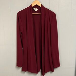 Elegant Burgundy Open Front Cardigan NWOT XL